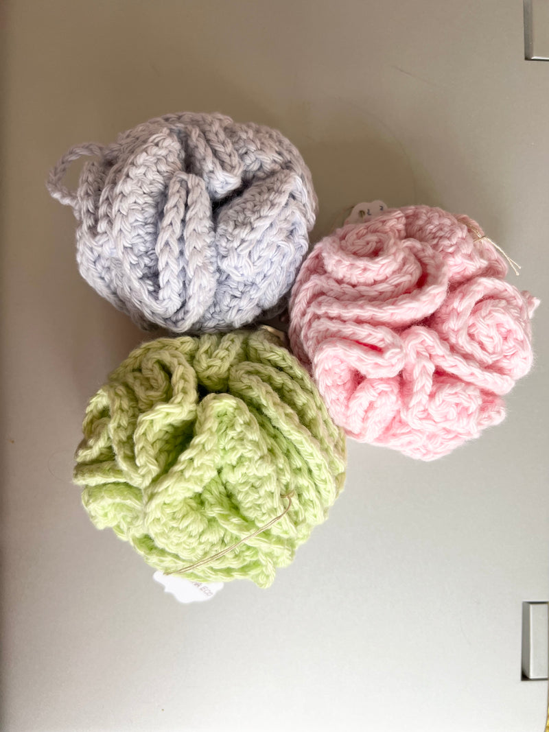 100% Cotton Crochet Loofah- Set of 3